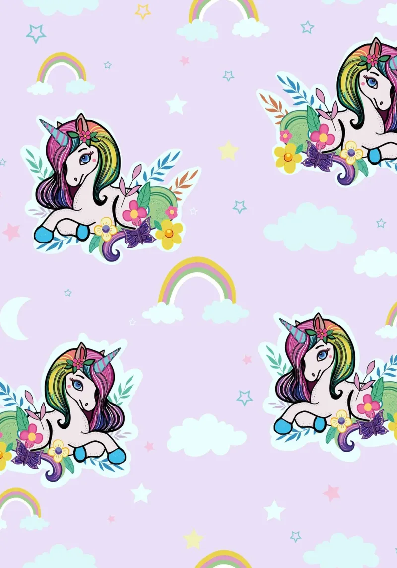 Modello di unicorno con fiori sfondo lilla carta hahnemühle da gulsengunel
