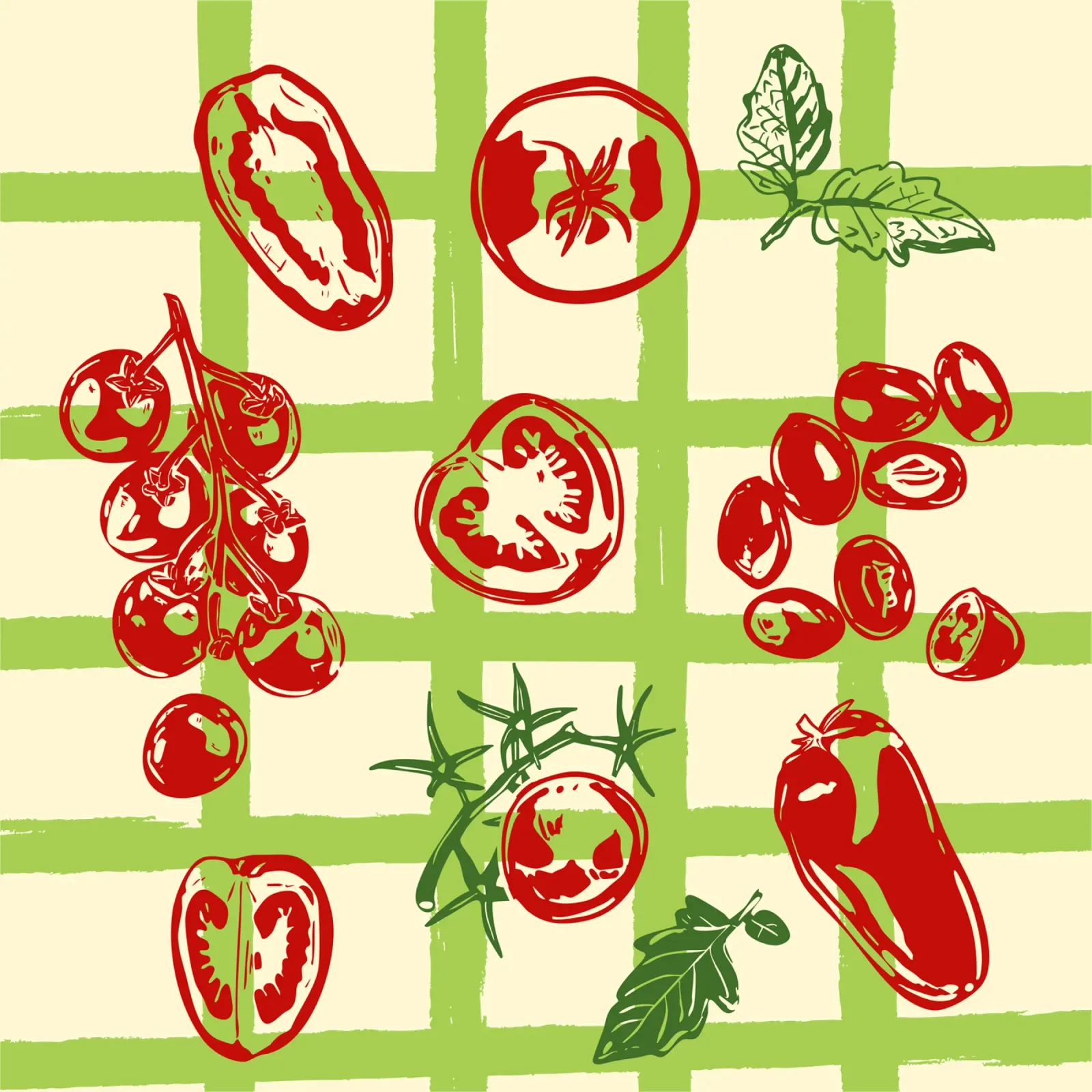 Tomato Picnic Pattern – Vintage Garden Illustration pellicola backlit da EDMPROJECT