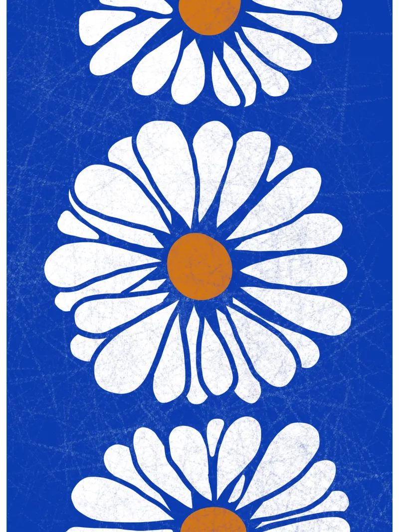 Crackled Blue White Flowers Alu-Dibond von TijanaArtStudio88