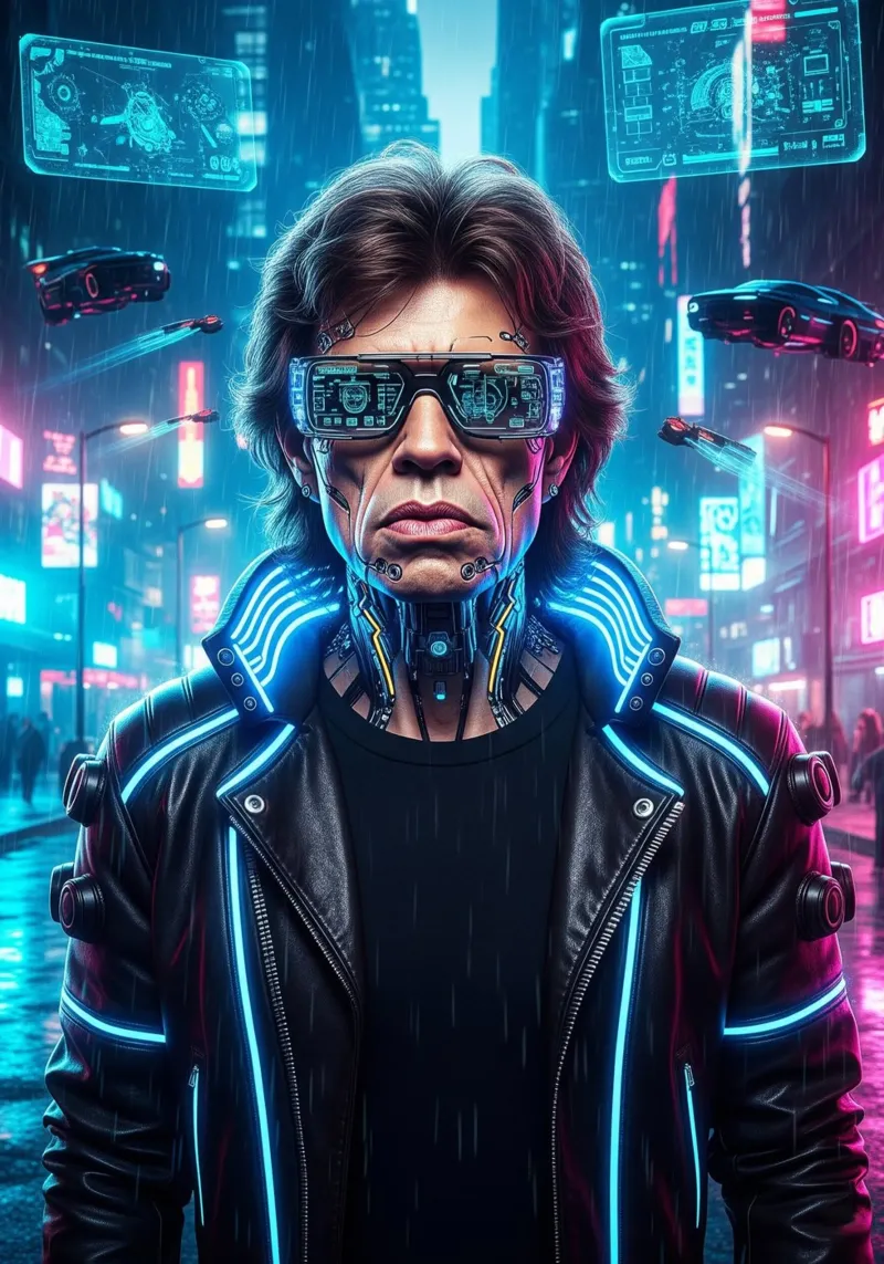 Mick Jagger - Cyber Punk art style pellicola backlit da Lembayung art