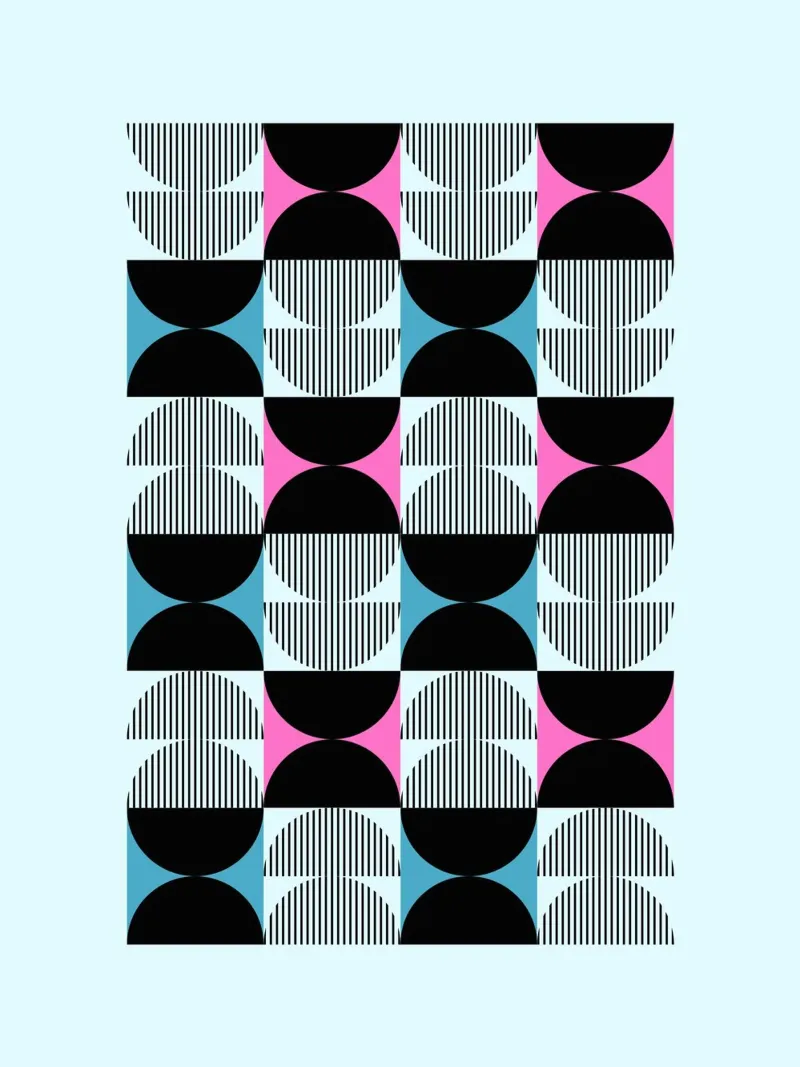 Bauhaus Poster - Pink Blue Black Graphic hahnemühle by Studio Vibe