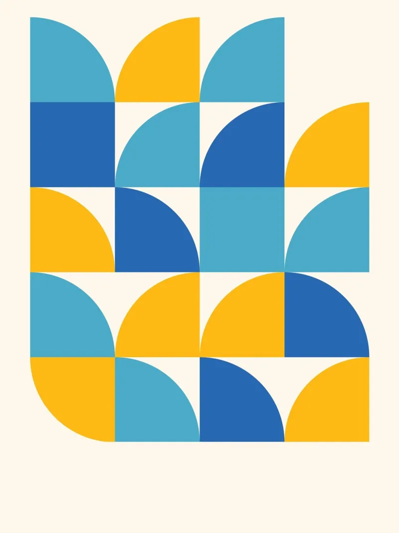 Géométrie Print Bleu Jaune - Moderne & Harmonieux poster avec cadre en aluminium de Studio Vibe