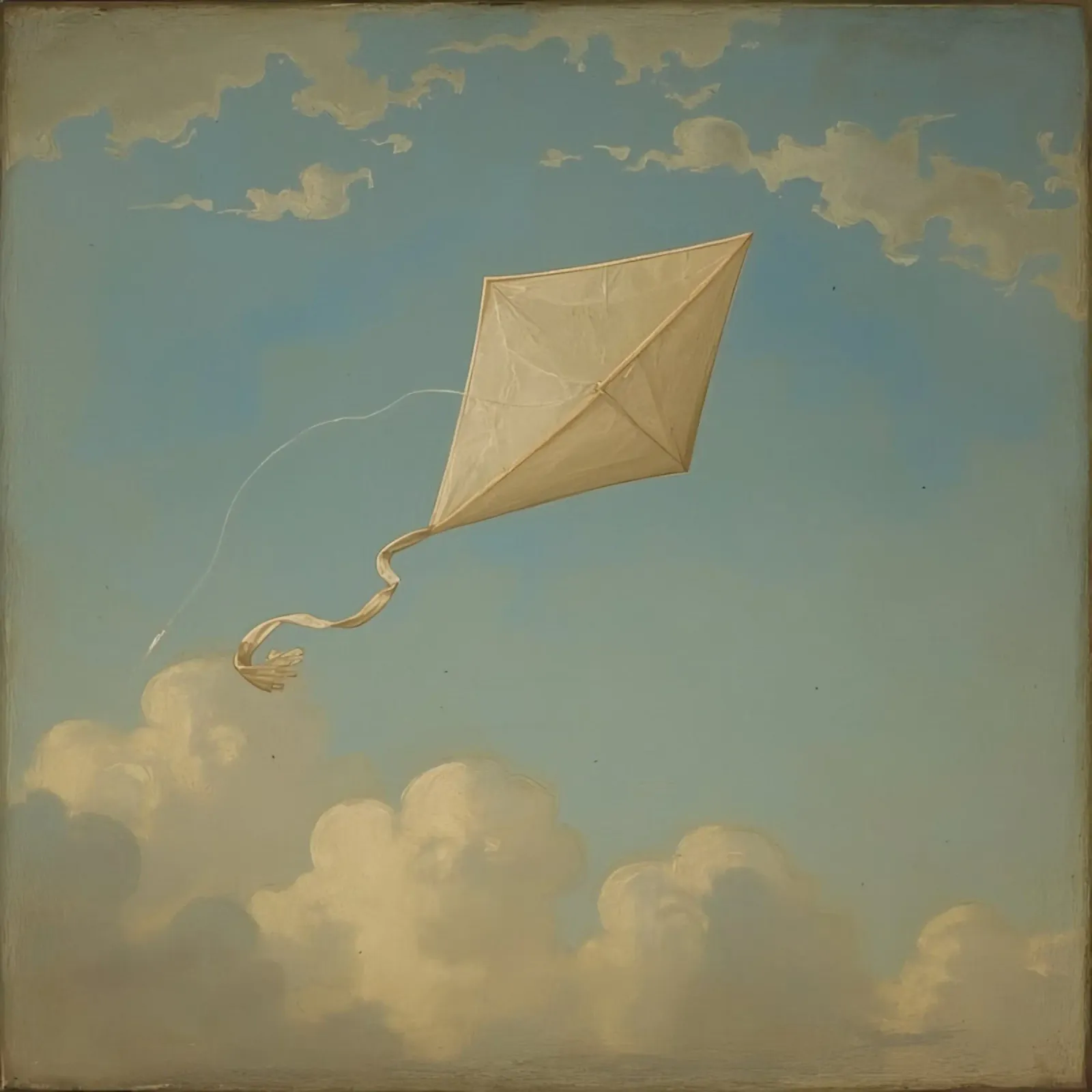 Un aquilone che vola alto danza tra le nuvole in un cielo azzurro e limpido alluminio dibond da DesignDoodle
