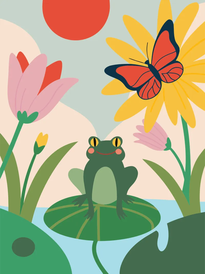 Rana e farfalla poster da CUTE ANIMALS