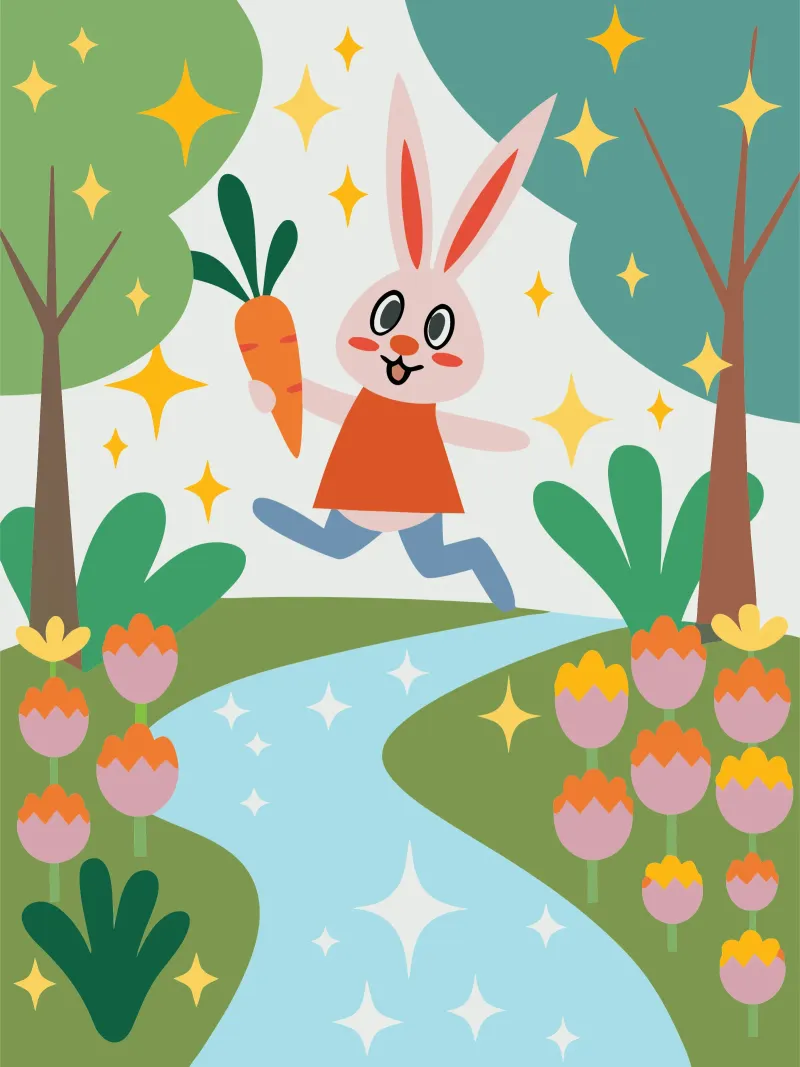 Rabbit Carrying a Carrot canvas with Floater frame by CUTE ANIMALS