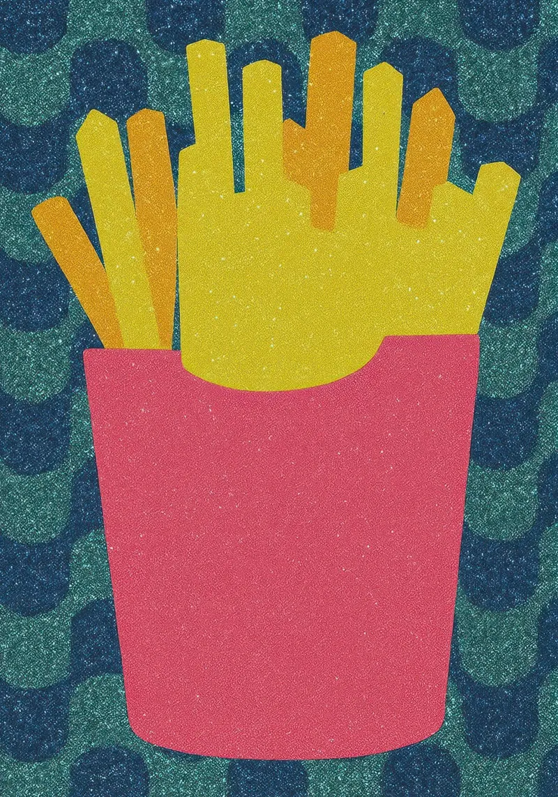 French Fries poster con telaio in legno da Attaboy Dsgn