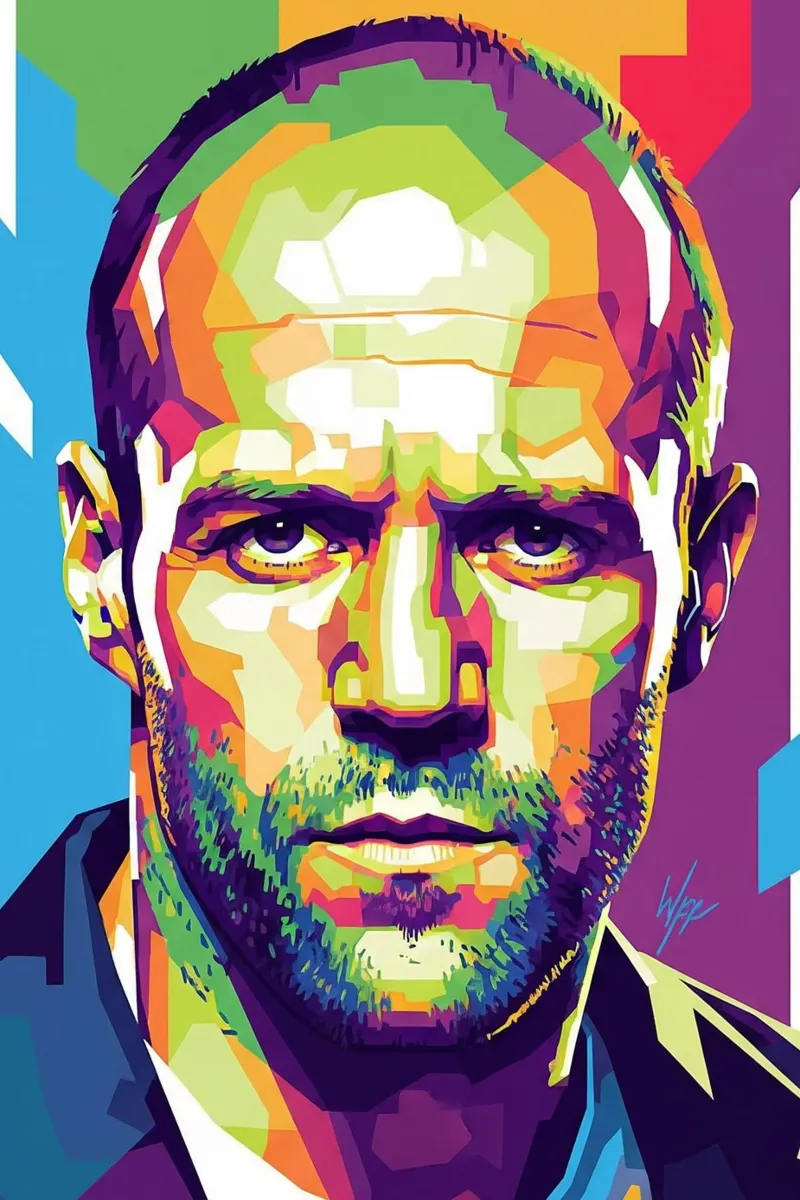 Jason Statham WPAP art style (1) poster con telaio in alluminio da Hantamrata
