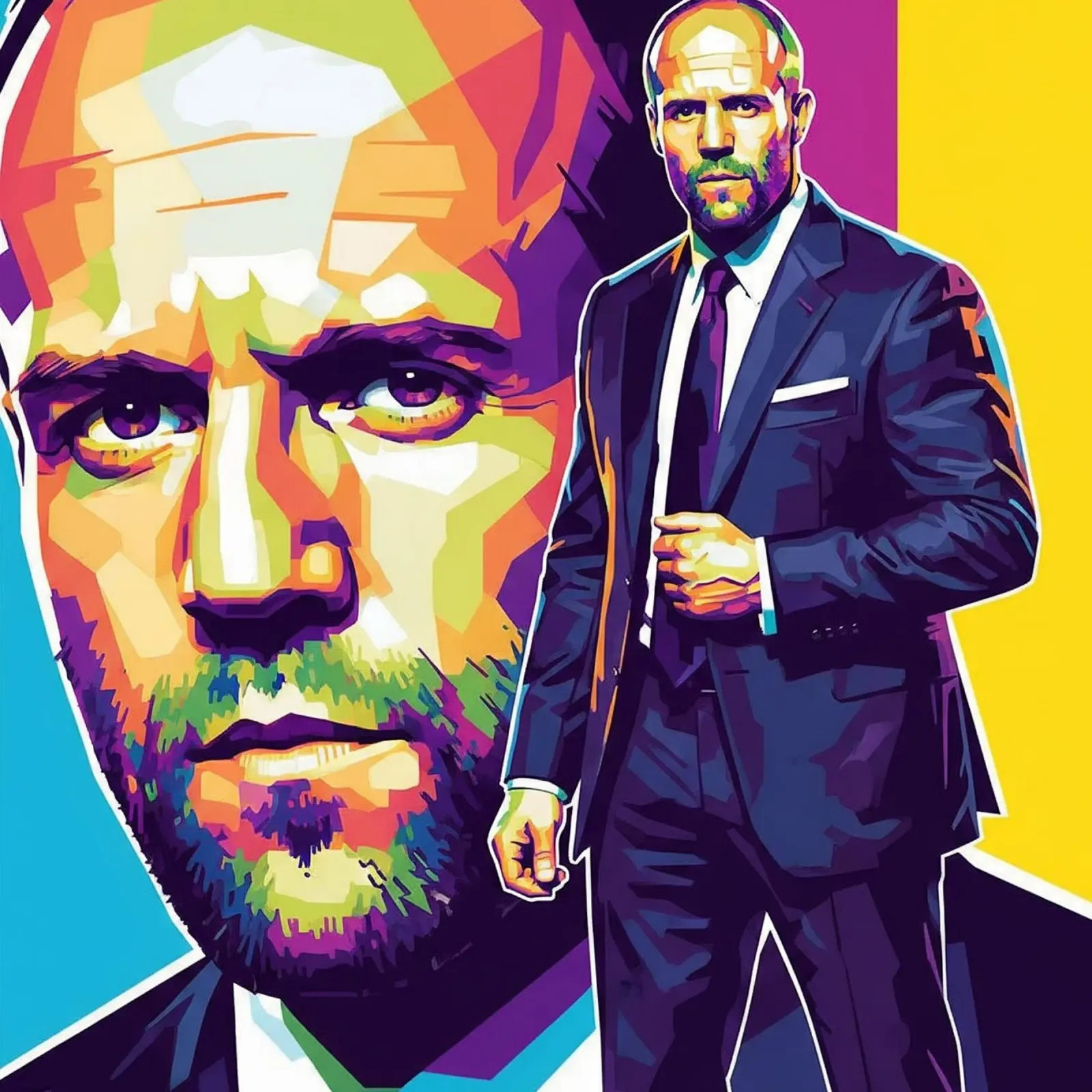 Jason Statham - WPAP art style (3) poster con telaio in alluminio da Hantamrata