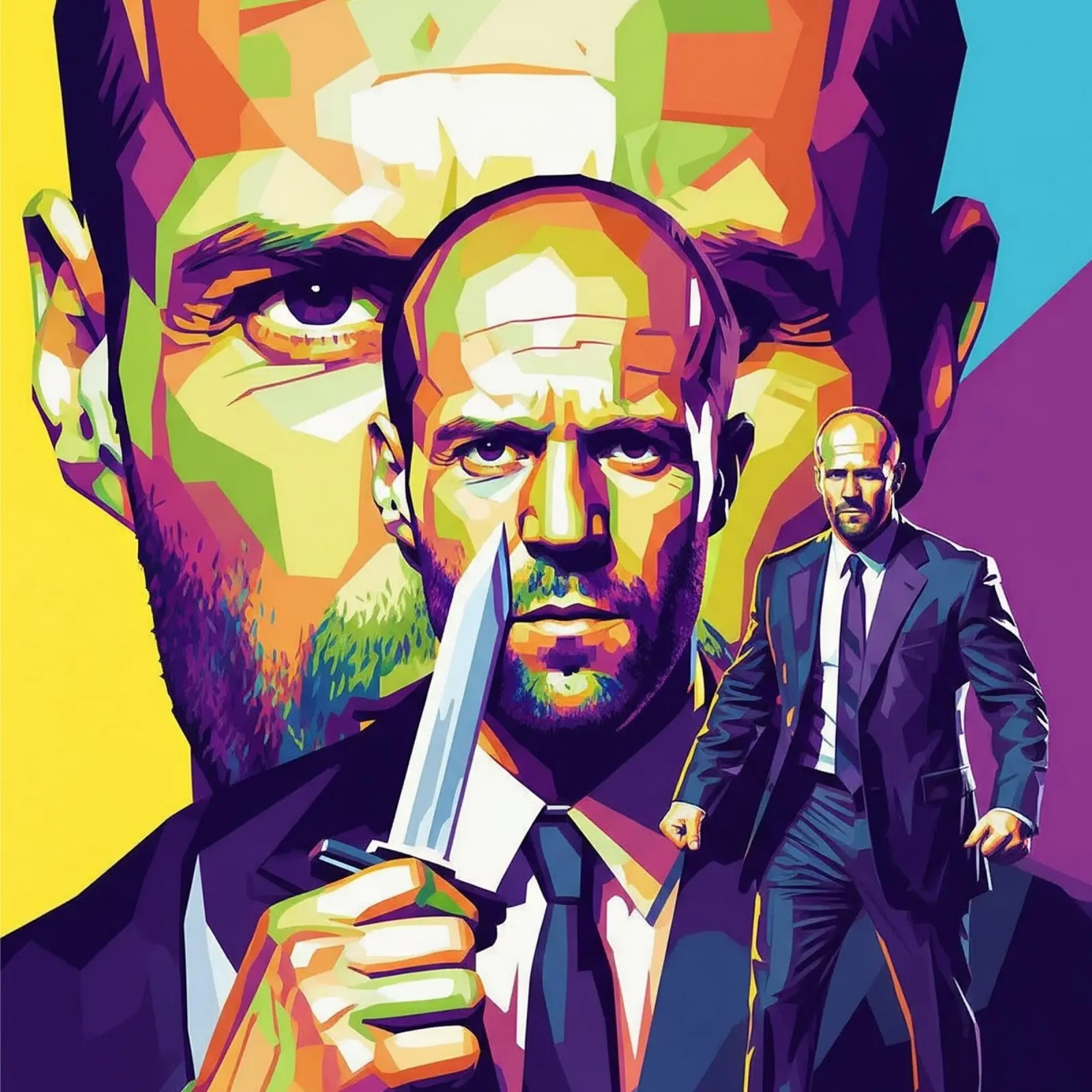 Jason Statham - WPAP art style (4) poster con telaio in alluminio da Hantamrata
