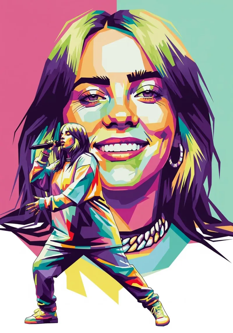 Billie Eilish - WPAP art style (1) carta hahnemühle da Hantamrata