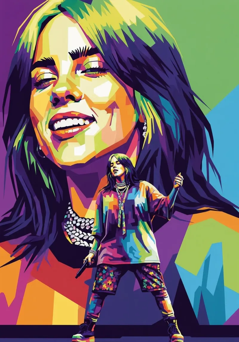 Billie Eilish - WPAP art style (2) carta hahnemühle da Hantamrata