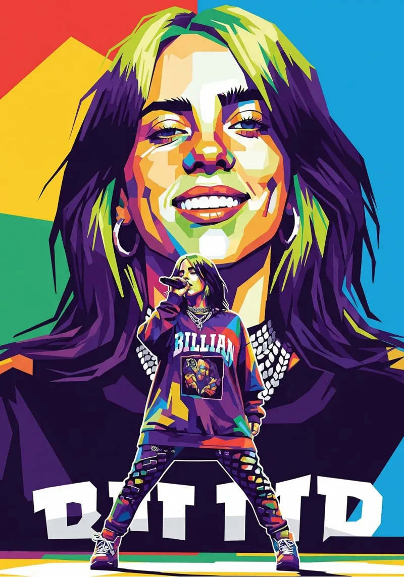 Billie Eilish - WPAP art style (3) pellicola backlit da Hantamrata