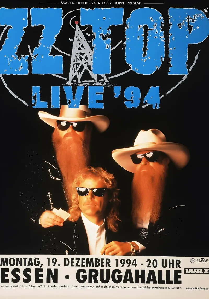 ZZ Top Live 1994 Poster In Essen pellicola backlit da DGUnder
