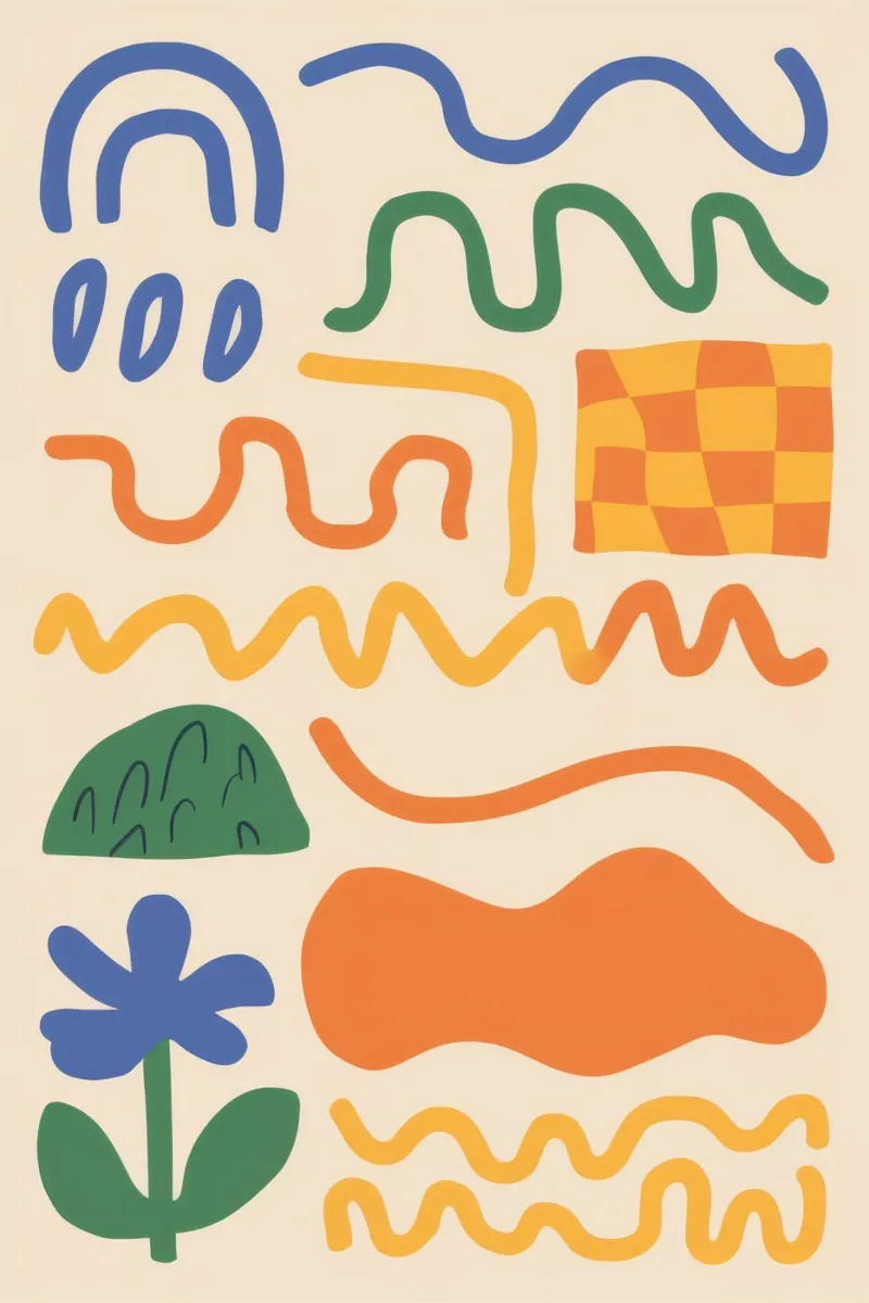 Scarabocchi di linee giocose poster con telaio in alluminio da Bring Haven