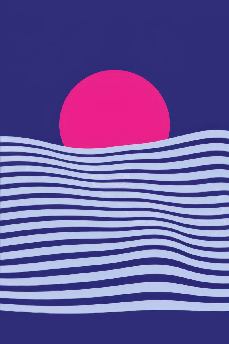 Tramonto sull'oceano minimalista poster con telaio in alluminio da Frosh Pallete