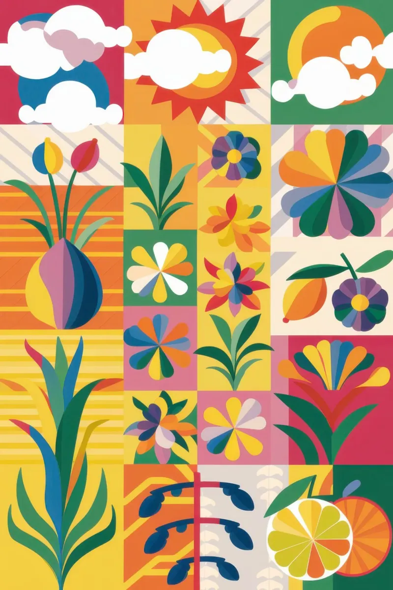 Giardino eclettico Patchwork poster da Solar Paint