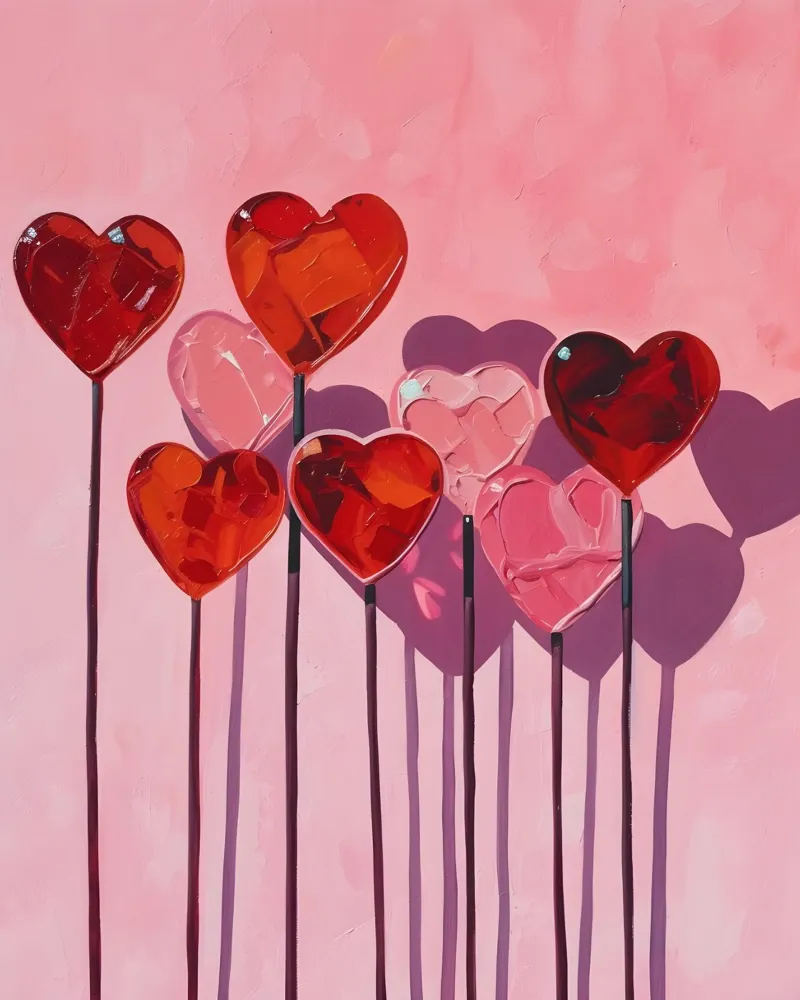 Lecca lecca cuore rosa e rosa e rosso poster da Yaso Design & Art