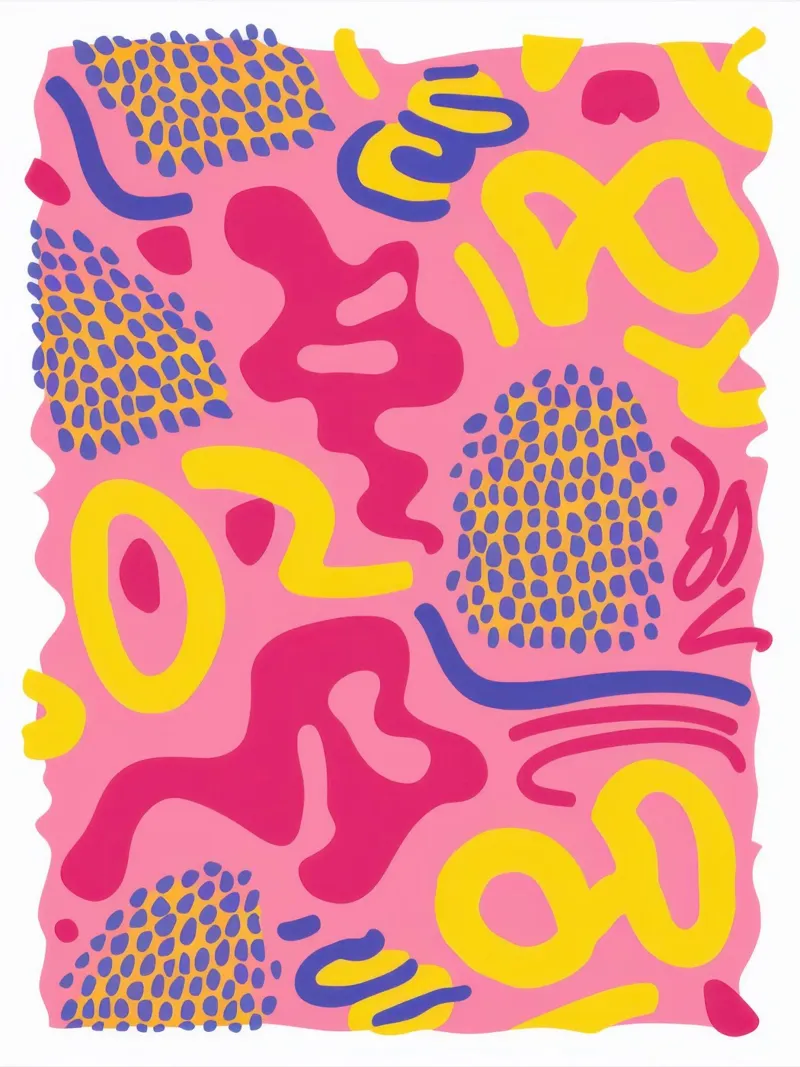 Neon Scribble Pattern canvas with Floater frame by Lunar Valentina