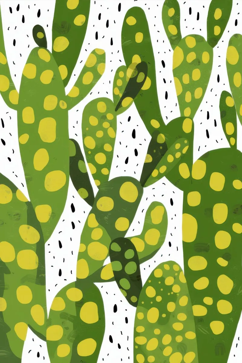 Vibrant Cactus Pattern canvas with Floater frame by Bring Haven