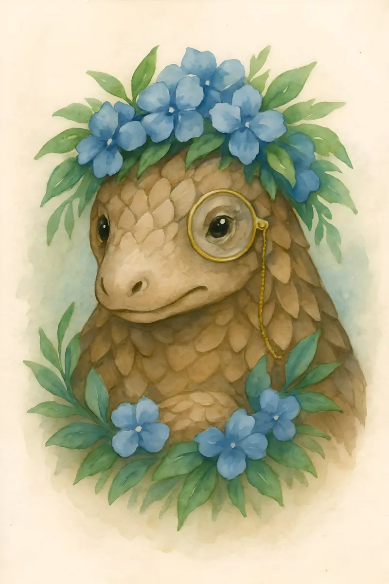 Lo studioso gentile: Pangolino in fiore poster da Graceful Desine