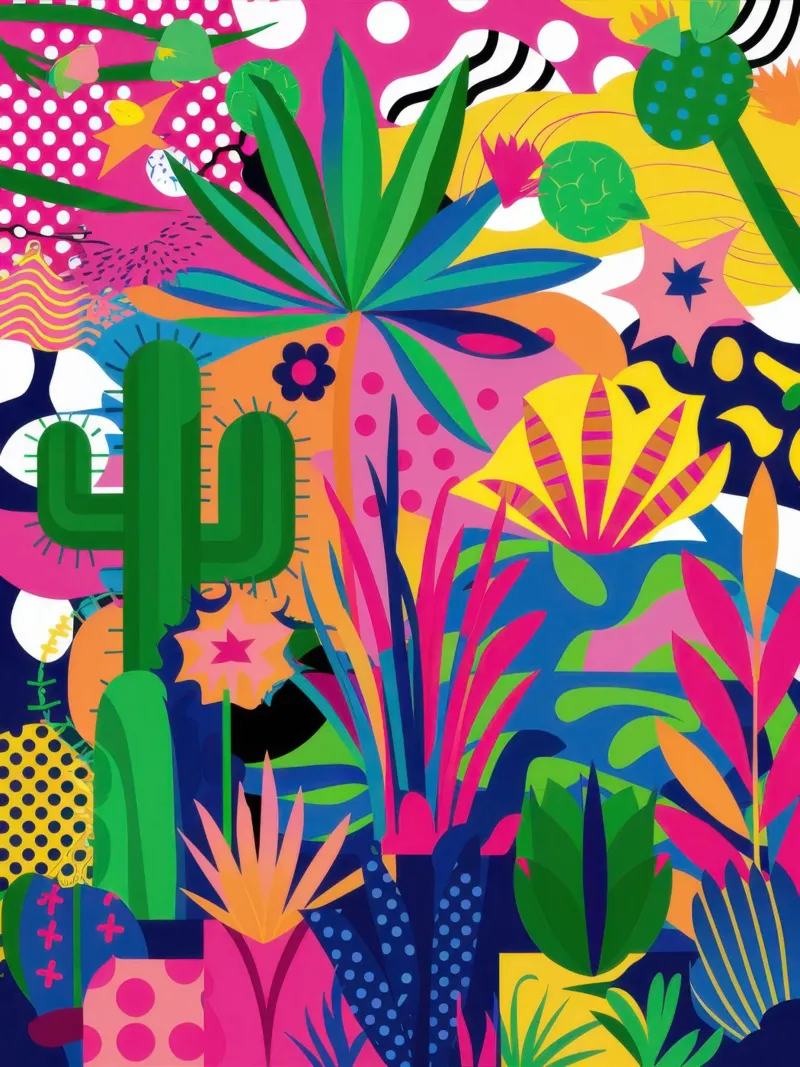 Neon Jungle Fiesta poster con telaio in plastica da Solar Paint