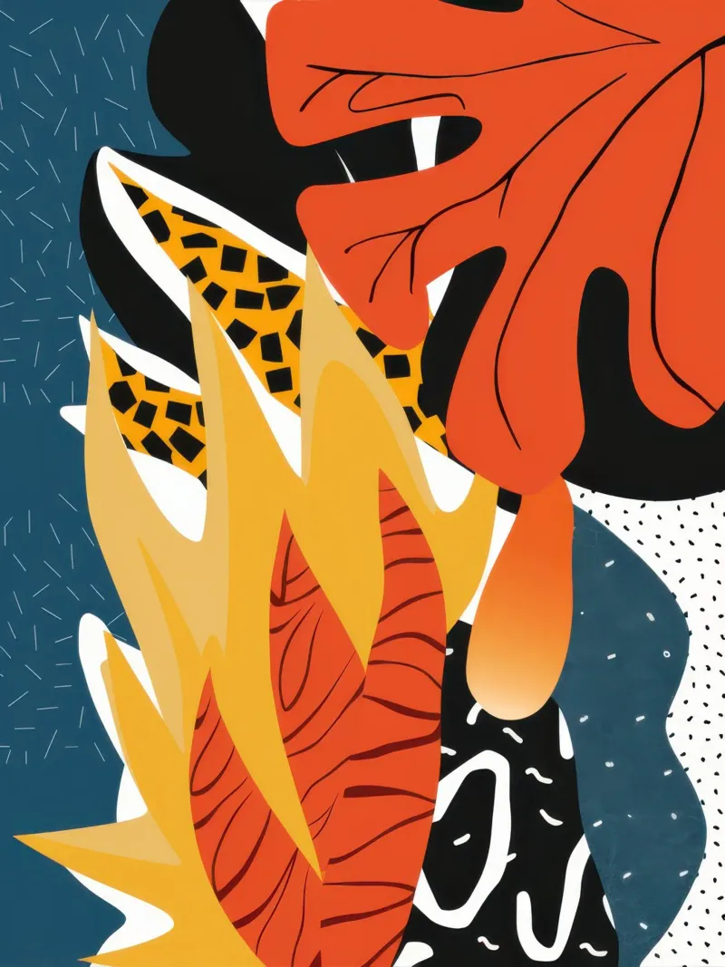 Feline Jungle Abstract canvas met Baklijst van Line Fable