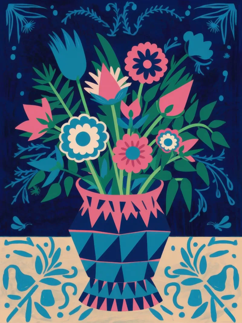 Bouquet ornato di cobalto poster da Line Fable