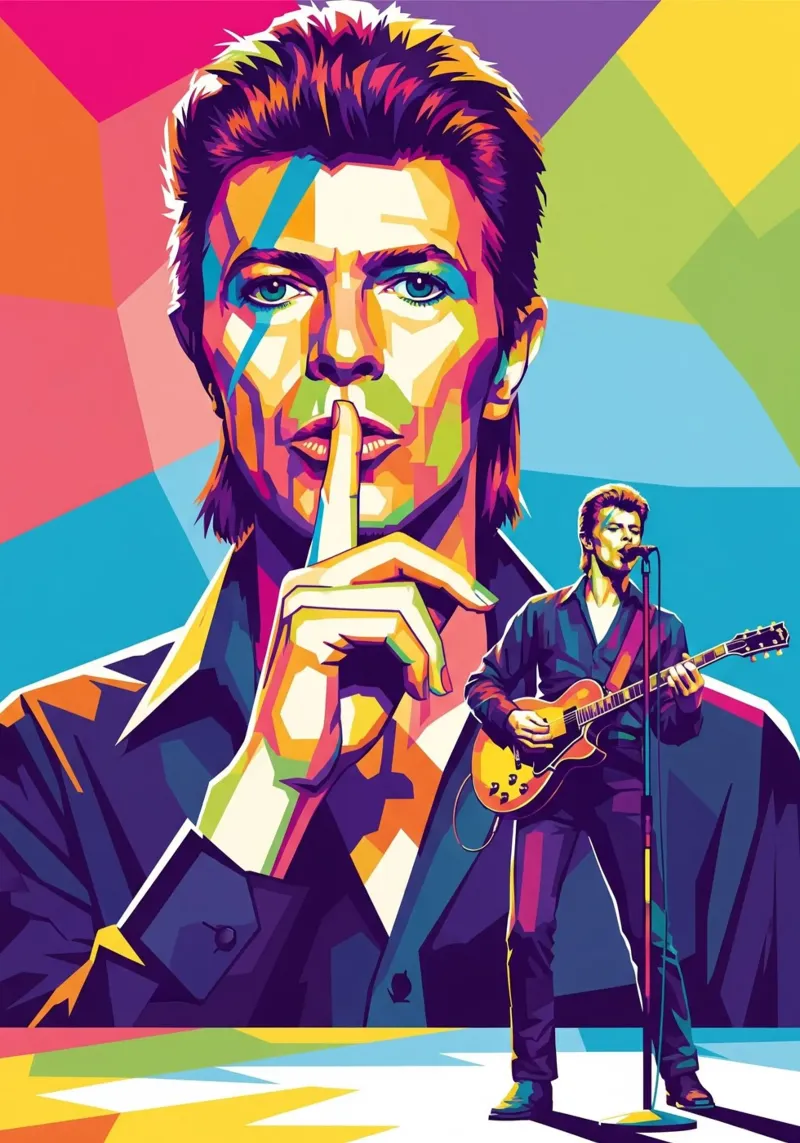 David Bowie - WPAP art style (1) pellicola backlit da Hantamrata
