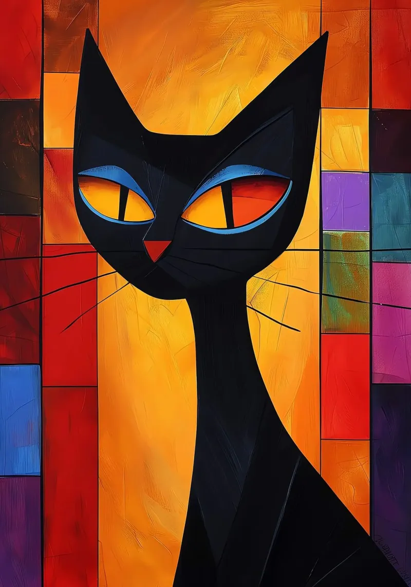 Gatto astratto colorato carta hahnemühle da Kaden