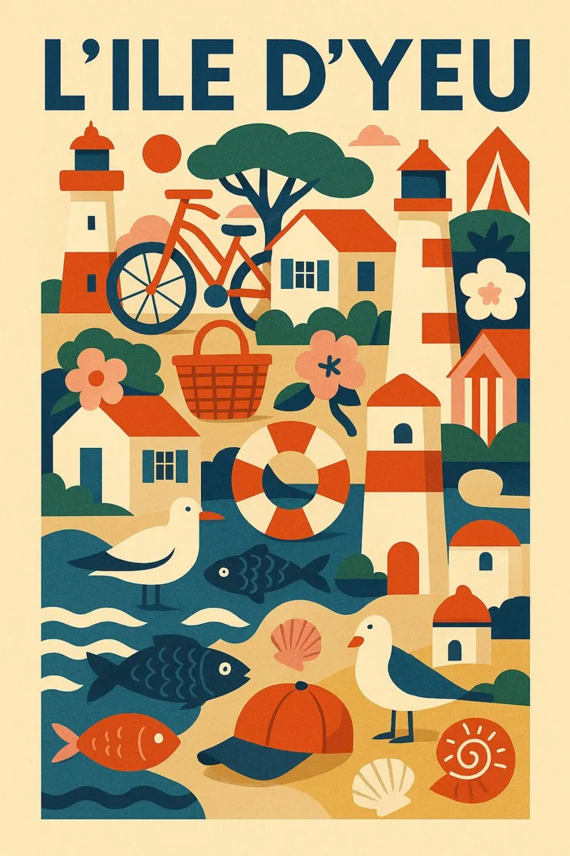 L'ILE D'YEU - Das Wein-Plakat Hahnemühle von JETLAG | affiches voyage