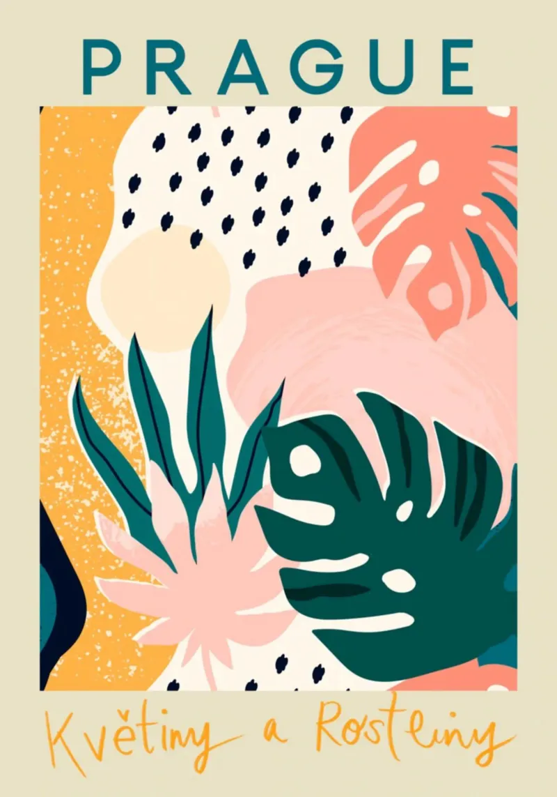 Praga floreale astratta - Botaniche moderne di metà secolo carta hahnemühle da homdeco