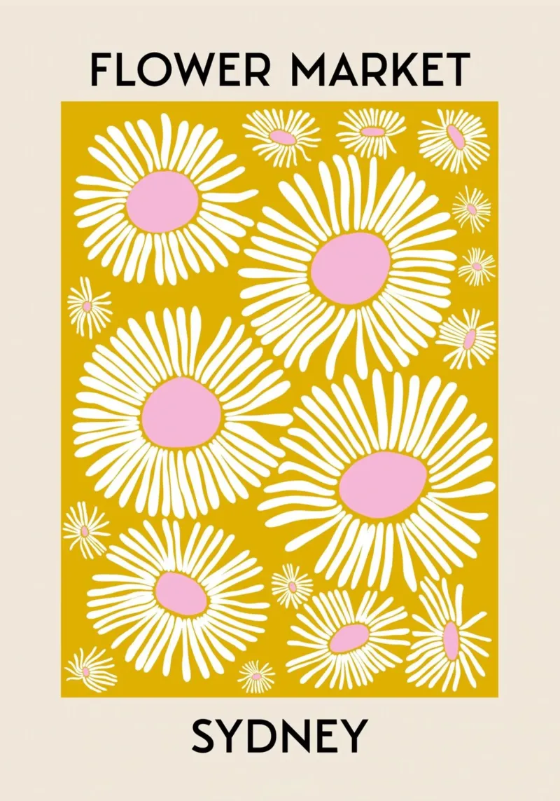 Mercato dei fiori di Sydney - Stampa pop art di margherite in grassetto poster da homdeco