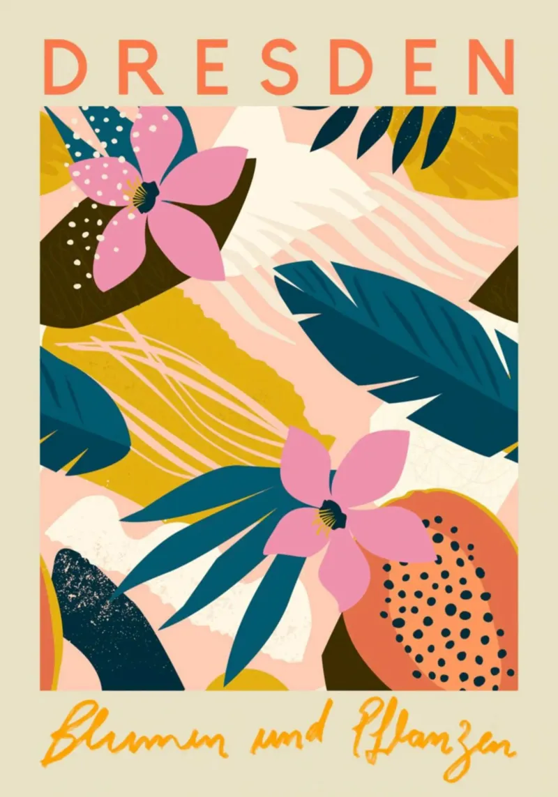 Astratto botanico di Dresda - Stampa flora tropicale tedesca carta hahnemühle da homdeco