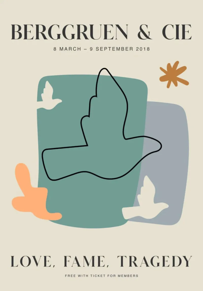 Berggruen "Amore, fama, tragedia" Poster astratto con uccelli poster con telaio in legno da homdeco