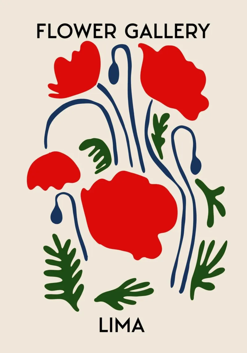 Lima Flower Gallery - Red Poppy Abstract Art Print hahnemühle by homdeco