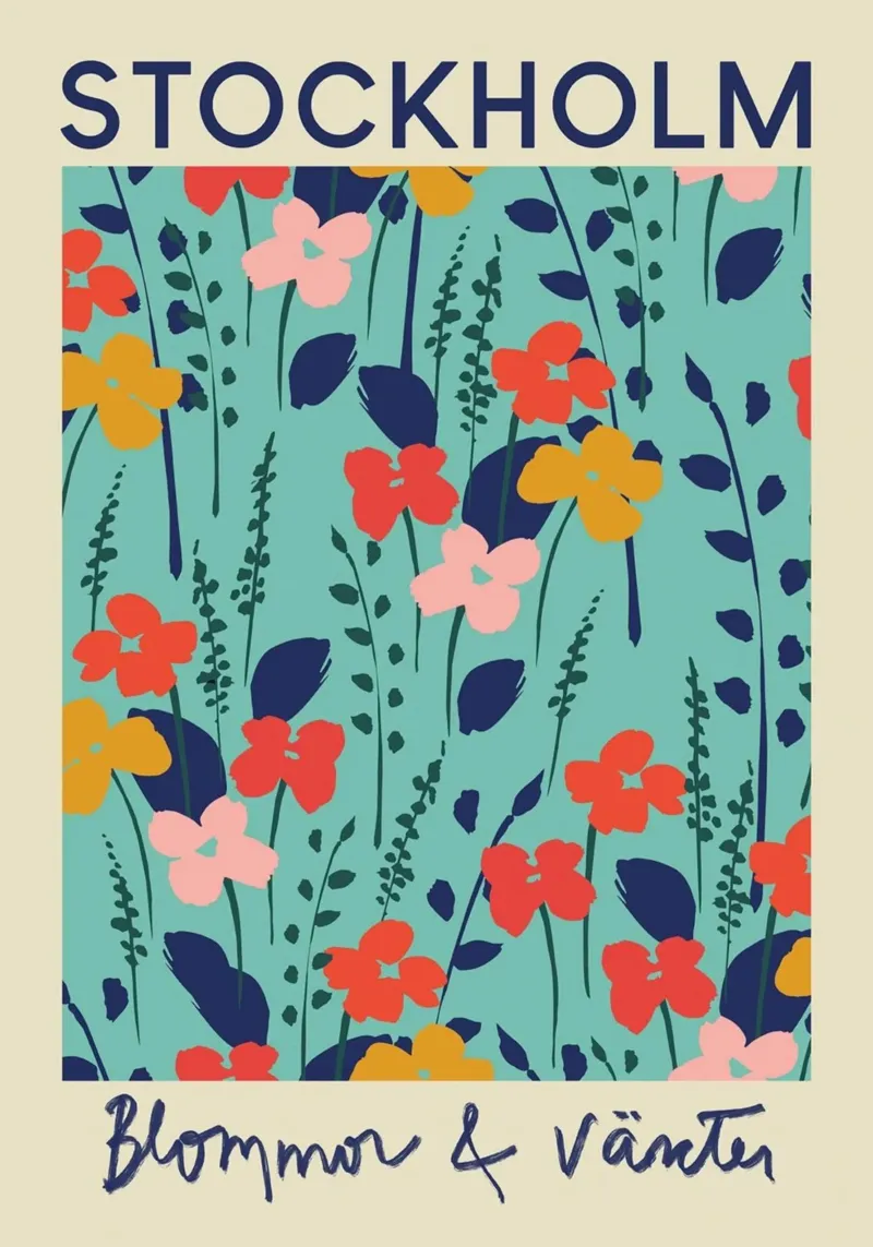 Fiori e piante di Stoccolma - Vibrante motivo floreale svedese carta hahnemühle da homdeco
