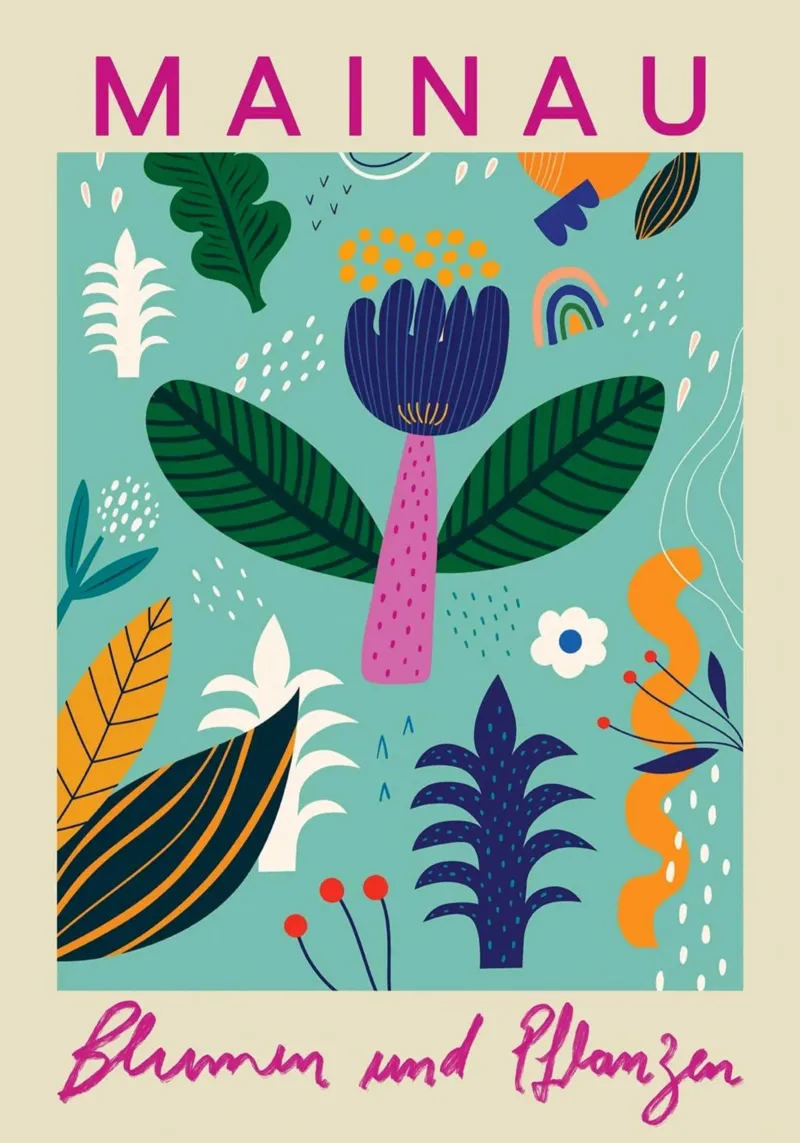 Mainau Bloemen en Planten - Abstracte Eiland Tuin Print canvas met Baklijst van homdeco