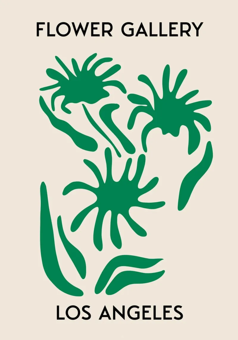 Los Angeles Flower Gallery - Abstracte groene palm kunstdruk canvas met Baklijst van homdeco