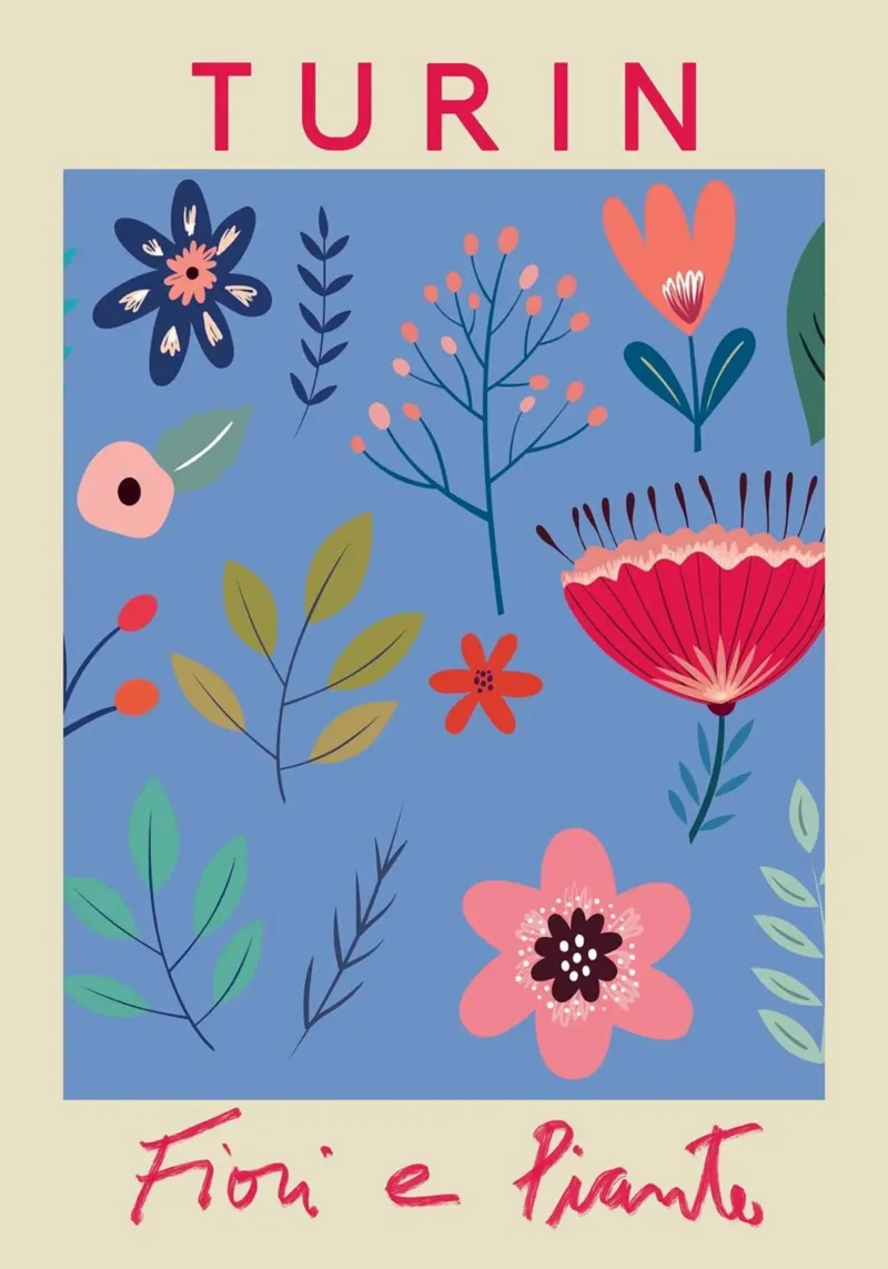 Turin Fiori e Piante - Vibrant Italian Floral Abstract poster con telaio in plastica da homdeco