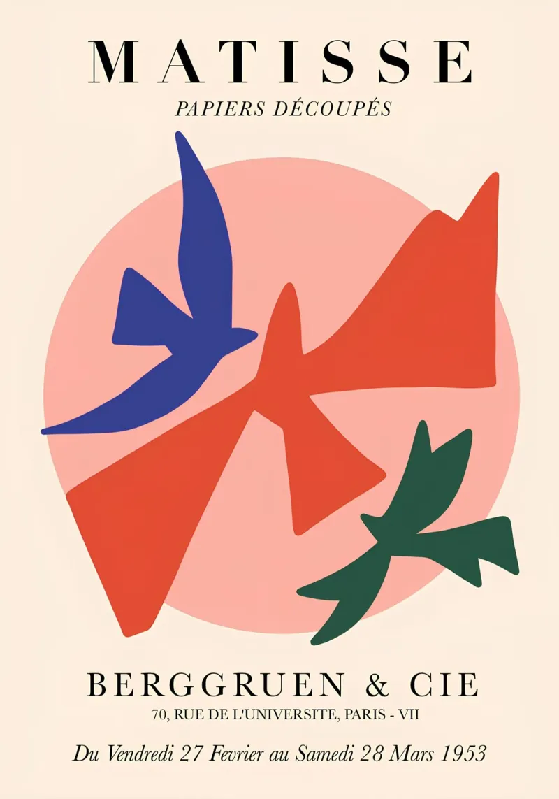 Matisse "Papiers Découpés" Birds & Forms Art Print canvas with Floater frame by homdeco