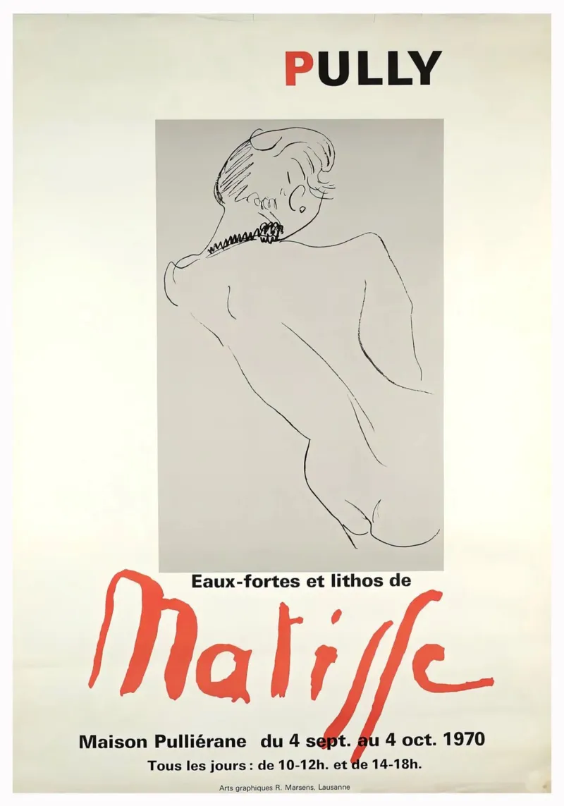 Manifesto della mostra di Matisse "Eaux-fortes et lithos" a Pully poster con telaio in plastica da homdeco