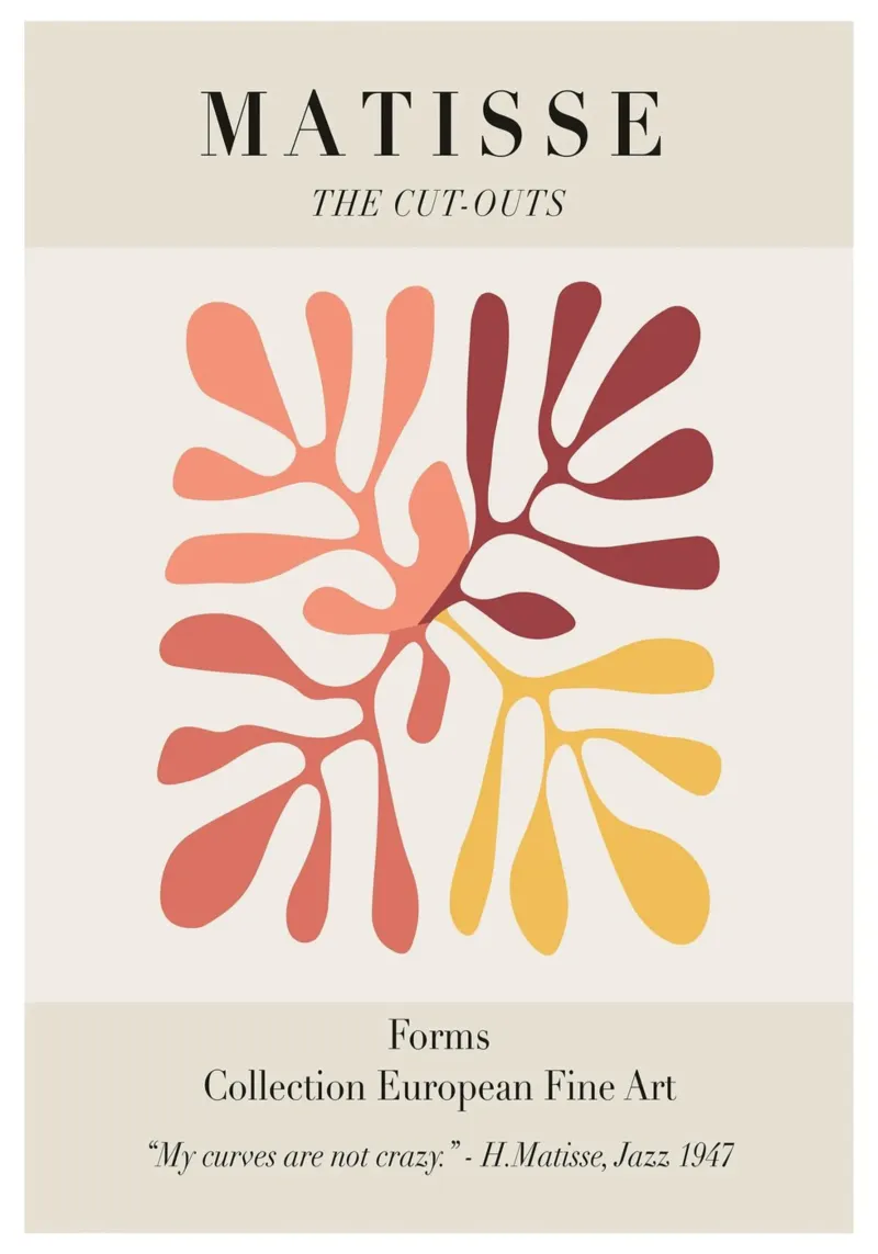 Matisse "The Cut-Outs" Forms - Abstract Botanical Art poster with plastic frame by homdeco