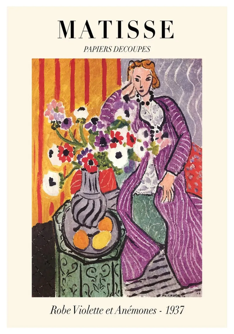Matisse "Robe Violette et Anémones" 1937 Print poster by homdeco