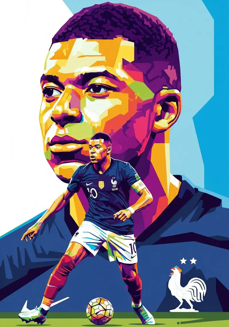 Kylian Mbappe - WPAP art style (1) pellicola backlit da Hantamrata