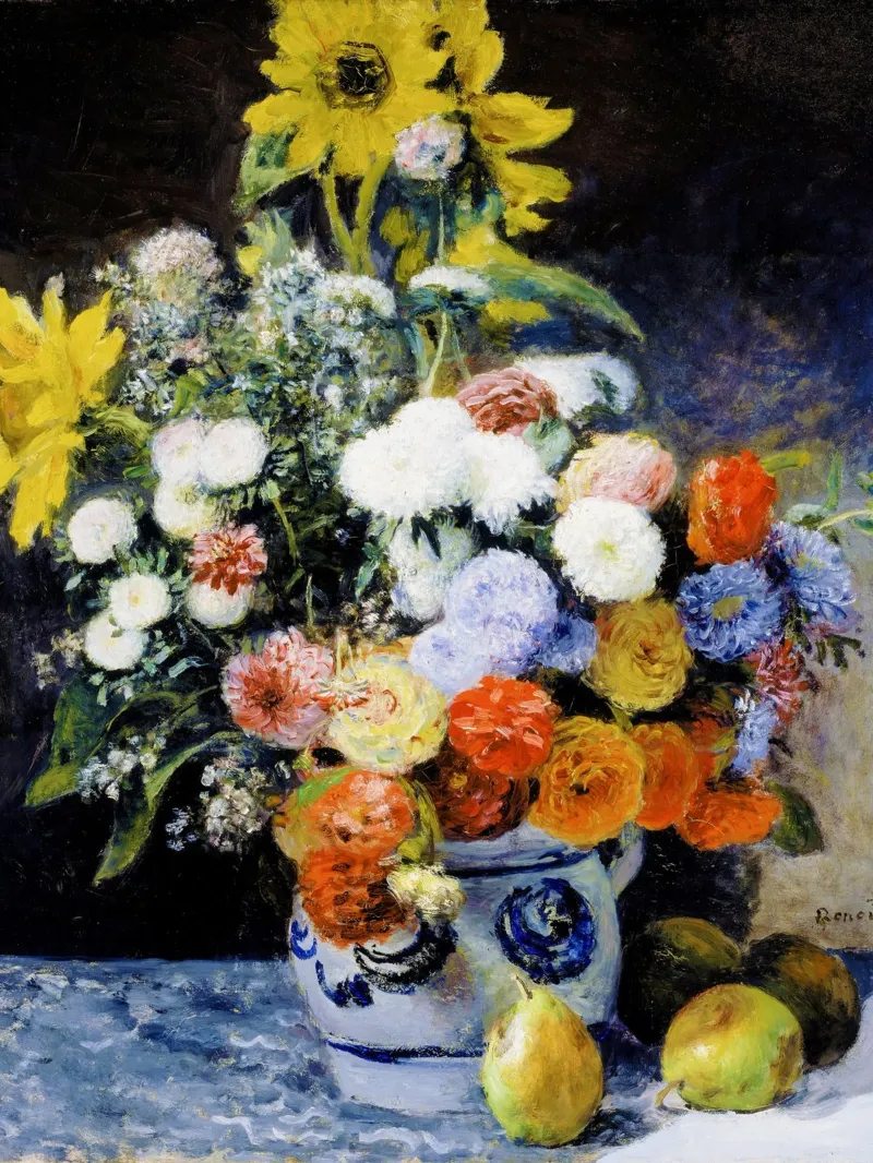 Fiori misti in un vaso di terracotta di Renoir pellicola backlit da Venus Art