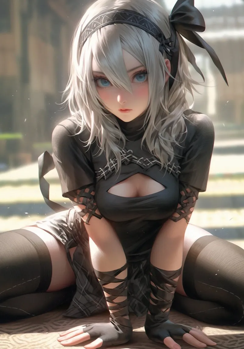 2B Nier Automata poster con telaio in alluminio da Fleur de Lys