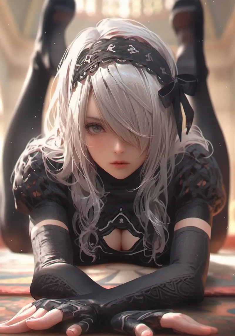 2B Nier Automata poster con telaio in alluminio da Fleur de Lys