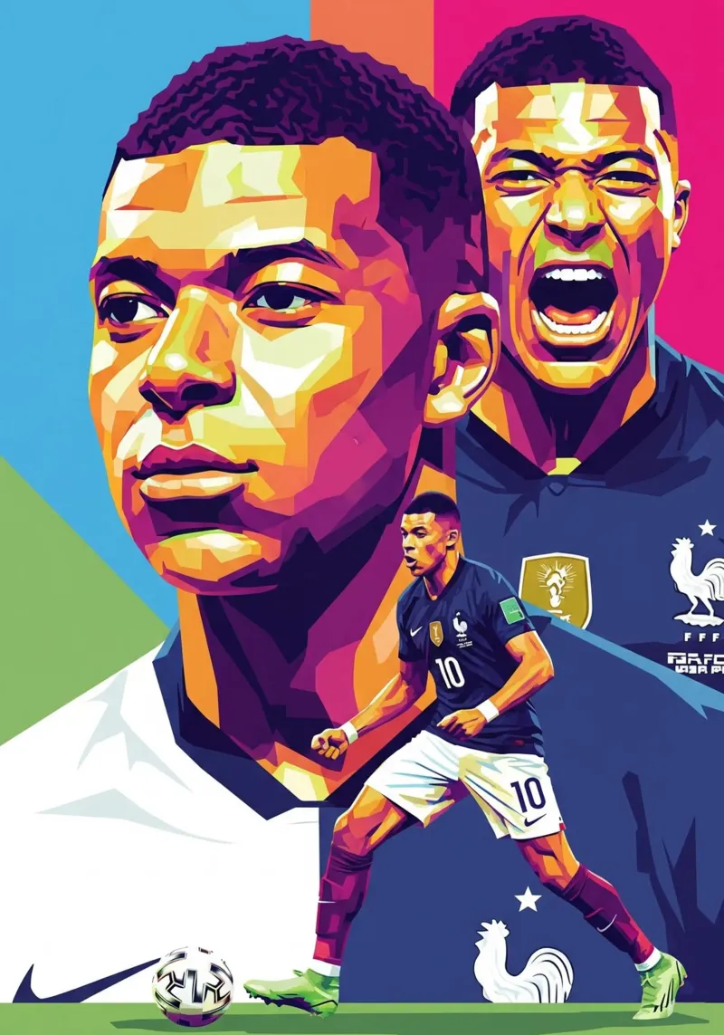 Kylian Mbappe - WPAP art style (2) pellicola backlit da Hantamrata