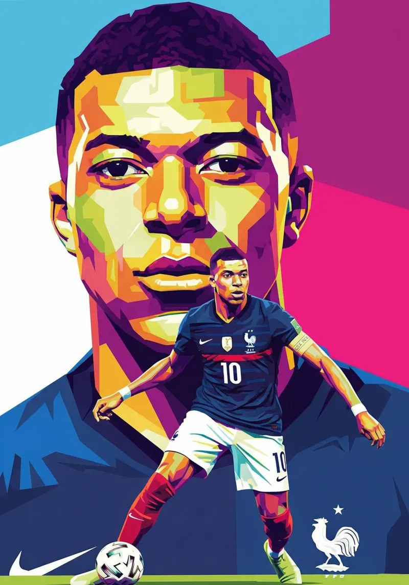 Kylian Mbappe - WPAP art style (3) pellicola backlit da Hantamrata