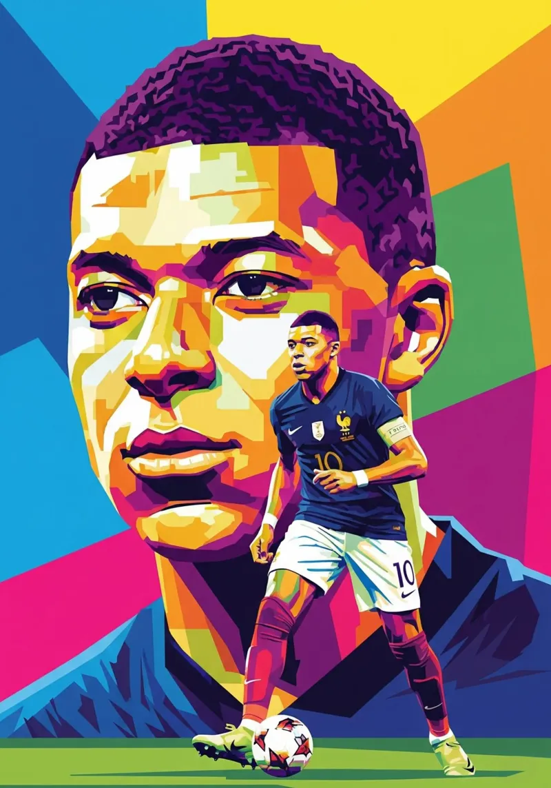 Kylian Mbappe - WPAP art style (4) carta hahnemühle da Hantamrata
